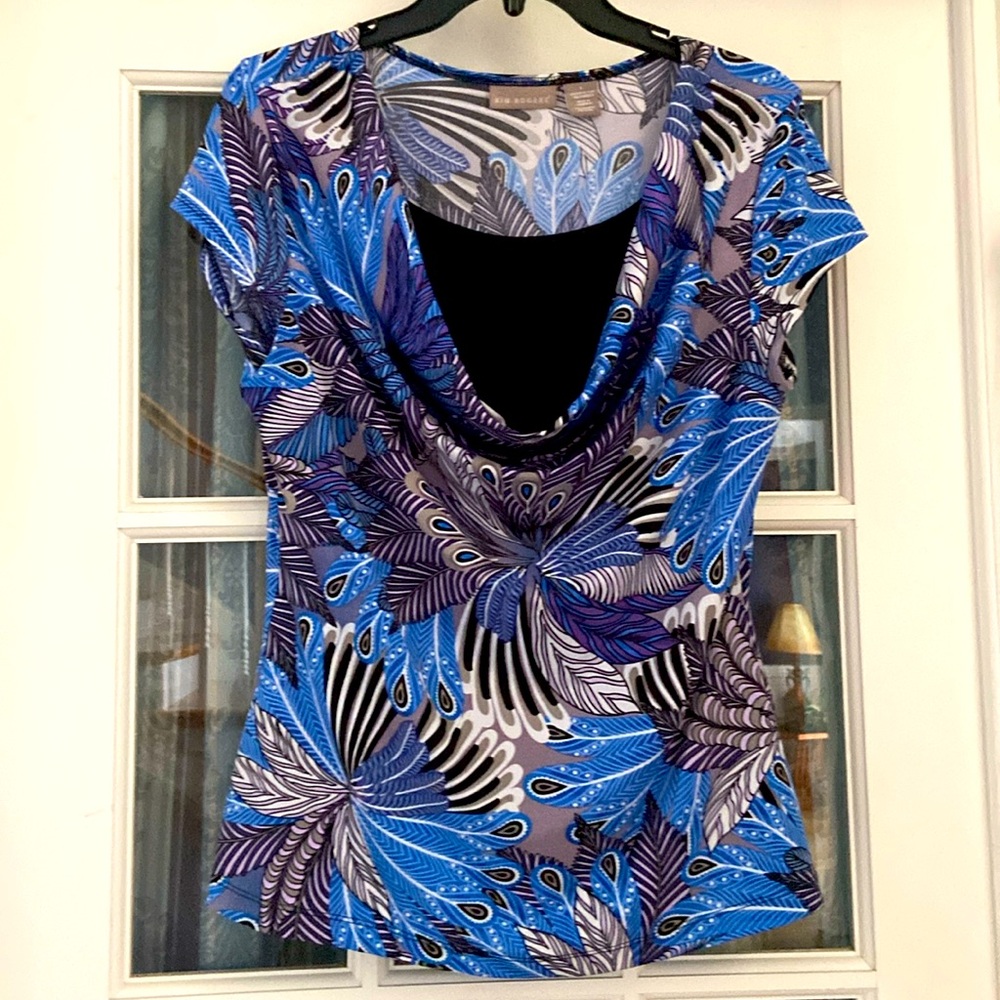 Kim Rogers Women’s Scoop Cowel Neck Cap Sleeve Blouse